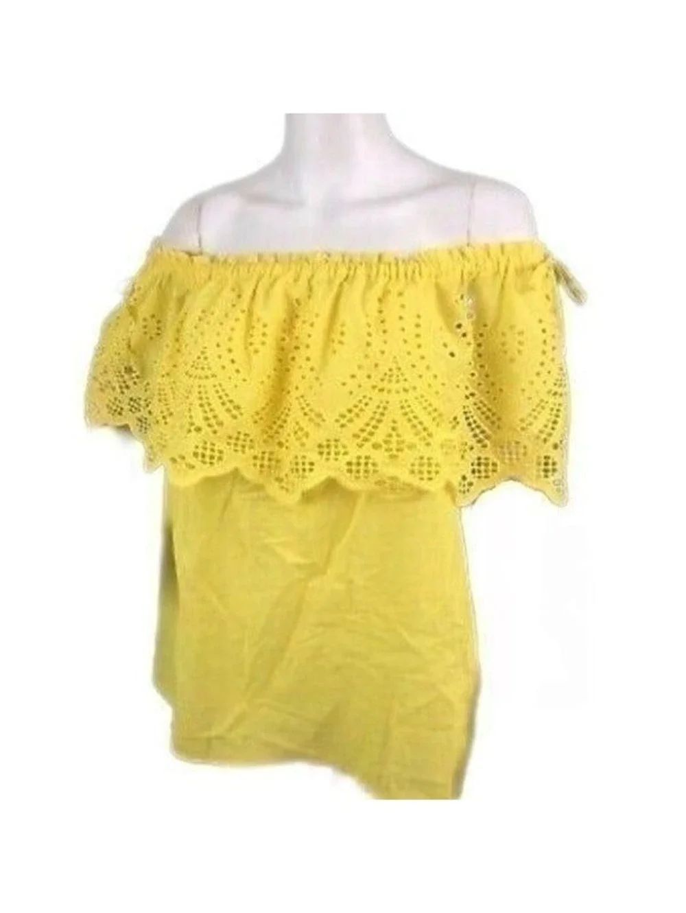 New! Michael Kors Yellow Eyelet Top Sz M